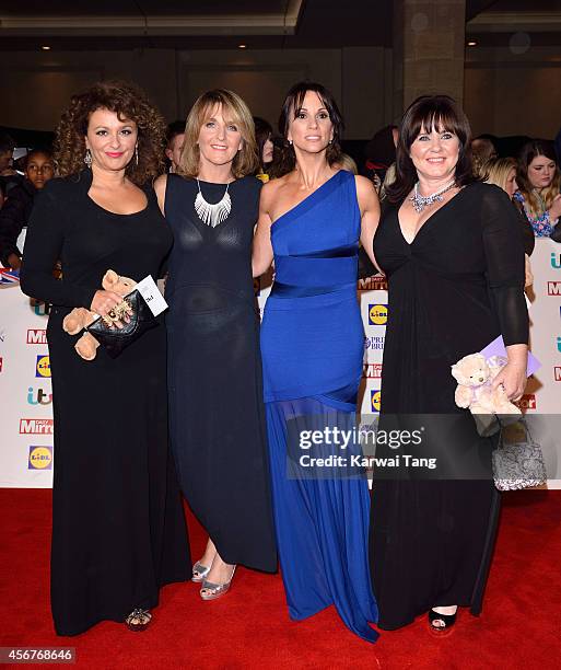 Nadia Sawalha, Kaye Adams, Andrea McLean and Colleen Nolan attend the Pride of Britain awards at The Grosvenor House Hotel on October 6, 2014 in...