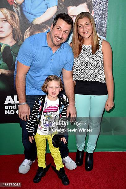 Singer Joey Fatone, Briahna Joely Fatone and Kloey Alexandra Fatone attend the premiere of Disney's "Alexander and the Terrible, Horrible, No Good,...