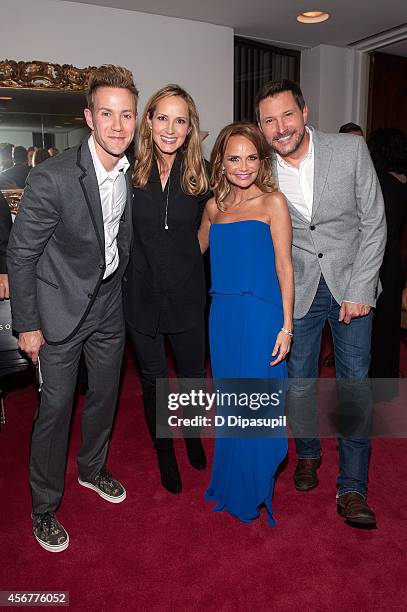 Christopher J. Hanke, Chely Wright, Kristin Chenoweth, and Ty Herndon pose backstage after the "I Am Harvey Milk" Benefit Concert at Avery Fisher...