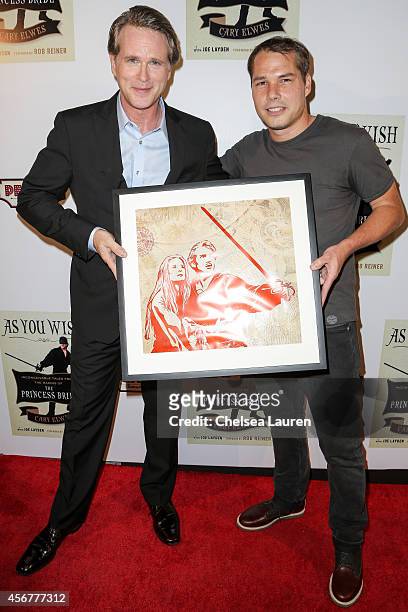 Actor Cary Elwes and artist Shepard Fairey attend the "As You Wish" book launch party at Pearl's Liquor Bar on October 6, 2014 in Hollywood,...