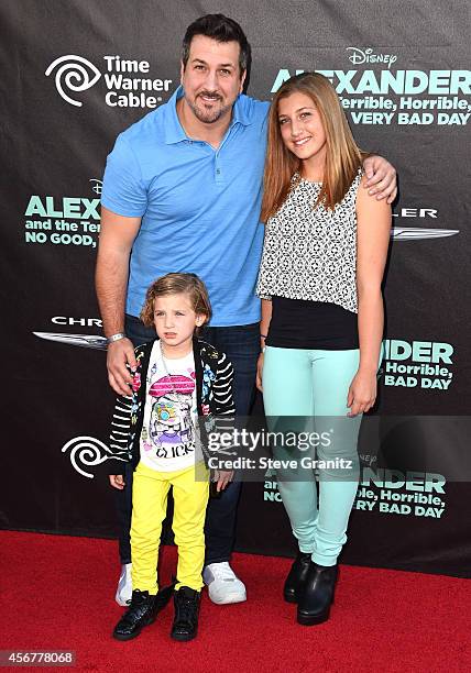 Singer Joey Fatone, Briahna Joely Fatone and Kloey Alexandra Fatone arrives at the "Alexander And The Terrible, Horrible, No Good, Very Bad Day" -...