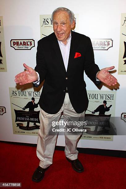 Filmmaker Mel Brooks attends 'As You Wish: Inconceivable Tales From The Making Of The Princess Bride' Cary Elwes latest memoir on October 6, 2014 in...