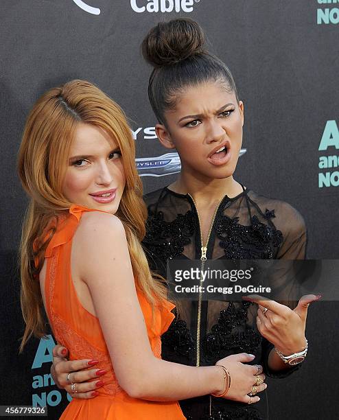 Bella Thorne and Zendaya arrive at the Los Angeles premiere of "Alexander And The Terrible, Horrible, No Good, Very Bad Day" at the El Capitan...