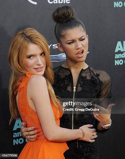 Bella Thorne and Zendaya arrive at the Los Angeles premiere of "Alexander And The Terrible, Horrible, No Good, Very Bad Day" at the El Capitan...