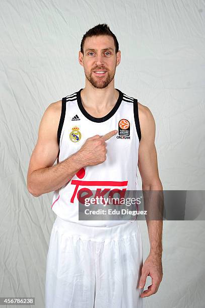 Andres Nocioni, #6 poses during the Real Madrid 2014/2015 Turkish Airlines Euroleague Basketball Media Day at Barclaycard Center on October 2, 2014...