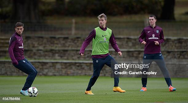 Patrick Bamford of England during an England Under 21 training session at St Georges Park on October 7, 2014 in Burton-upon-Trent, England.