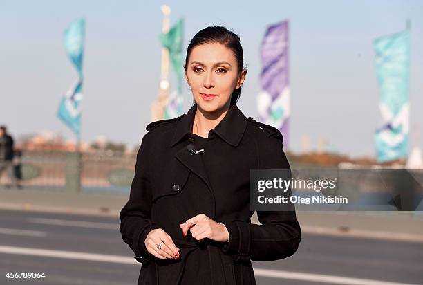 At ROSKINO, film expert at Channel One and general producer and member of SPIMF's Board of Trustees Catherine Mtsitouridze poses for a portrait...