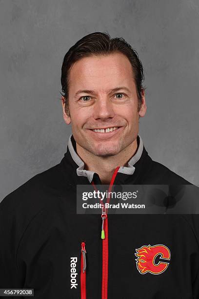 Martin Gelinas of the Calgary Flames poses for his official headshot for the 2013-2014 season on September 12, 2013 at the WinSport Winter Sport...