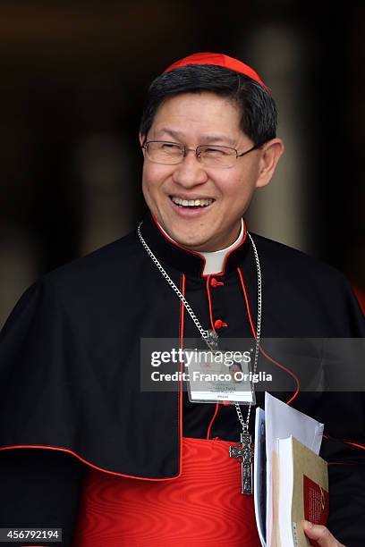 Manila Archbishop cardinal Luis Antonio Tagle leaves the Synod Hall at the end of a session of the Synod on the themes of family on October 7, 2014...