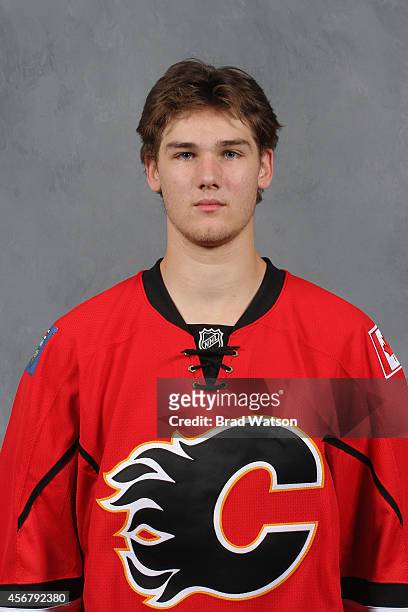 Mark Jankowski of the Calgary Flames poses for his official headshot for the 2014-2015 season on September 18, 2014 at the WinSport Winter Sport...