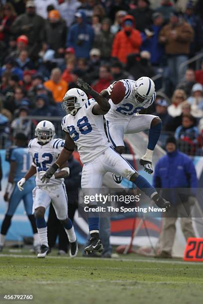 Marlin Jackson of the Indianapolis Colts celebrates after score during a game against the Tennessee Titans on December 3, 2006 at the LP Field in...