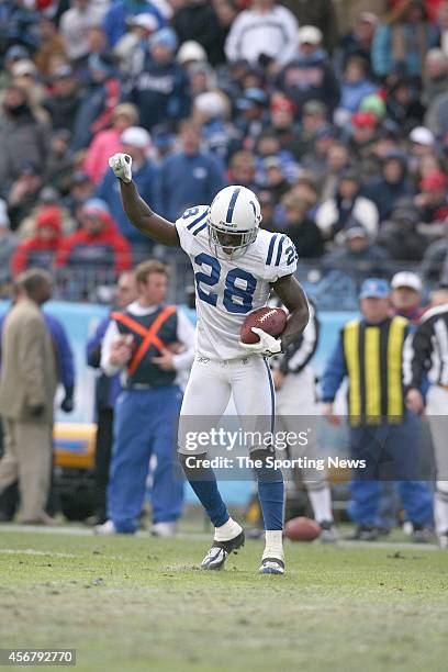 Marlin Jackson of the Indianapolis Colts celebrates after a score during a game against the Tennessee Titans on December 3, 2006 at the LP Field in...