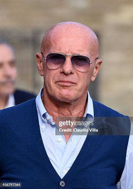 Arrigo Sacchi attends Italy Training Session at Coverciano on October 7, 2014 in Florence, Italy.