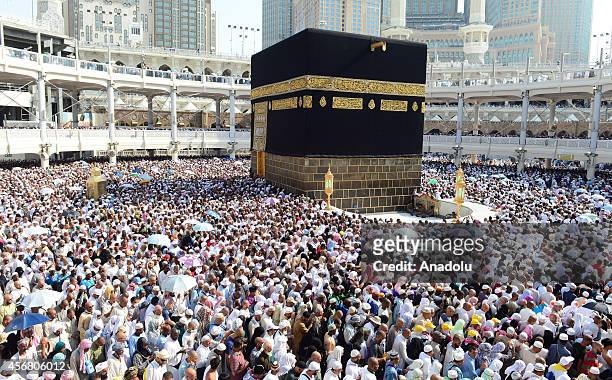 Muslim pilgrims return to Mecca for the farewell circumambulation after leaving the devil-stoning site of Mina as the annual hajj pilgrimage is soon...