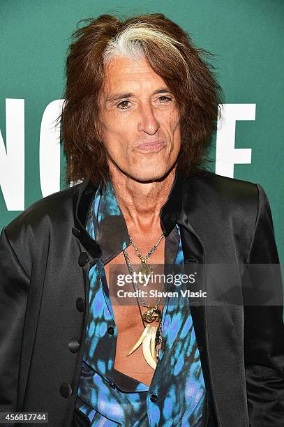 Guitarist Joe Perry of Aerosmith promotes his book "Rocks: My life in and out of Aerosmith" at Barnes & Noble Union Square on October 7, 2014 in New...