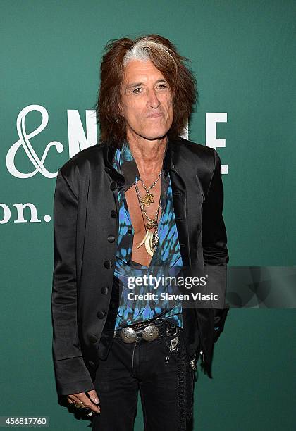 Guitarist Joe Perry of Aerosmith promotes his book "Rocks: My life in and out of Aerosmith" at Barnes & Noble Union Square on October 7, 2014 in New...