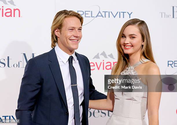 Actors Luke Bracey and Liana Liberato attend the premiere of Relativity Studios' "The Best Of Me" at Regal Cinemas L.A. Live on October 7, 2014 in...