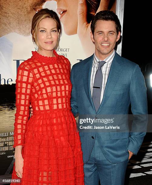 Actress Michelle Monaghan and actor James Marsden attends the premiere of "The Best Of Me" at Regal Cinemas L.A. Live on October 7, 2014 in Los...