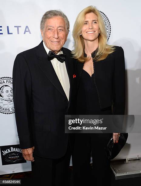 Tony Bennett and Susan Crow attend the Friars Foundation Gala honoring Robert De Niro and Carlos Slim at The Waldorf=Astoria on October 7, 2014 in...