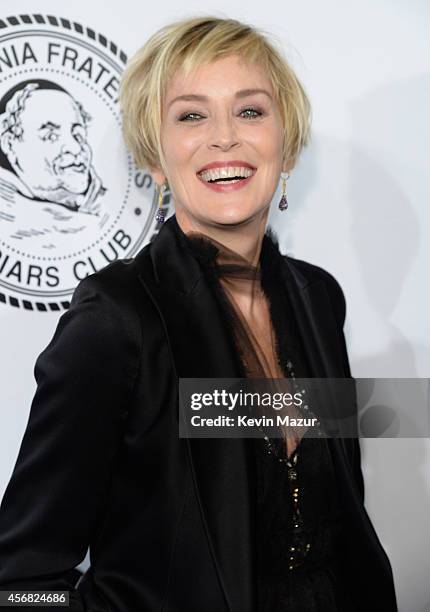 Sharon Stone attends the Friars Foundation Gala honoring Robert De Niro and Carlos Slim at The Waldorf=Astoria on October 7, 2014 in New York City.