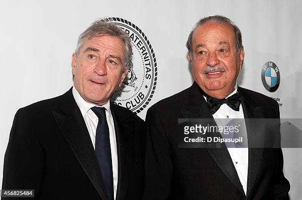 Honorees Robert De Niro and Carlos Slim attend the Friars Foundation Gala honoring Robert De Niro and Carlos Slim at The Waldorf=Astoria on October...