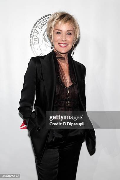 Sharon Stone attends the Friars Foundation Gala honoring Robert De Niro and Carlos Slim at The Waldorf=Astoria on October 7, 2014 in New York City.