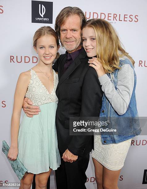 Actor William H. Macy and daughter's Georgia Grace Macy and Sophia Grace Macy arrive at the Los Angeles VIP Screening of "Rudderless" at the Vista...