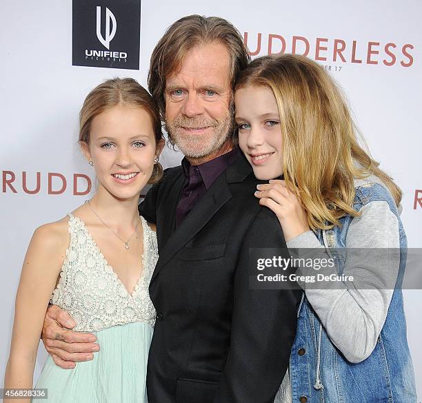 Actor William H. Macy and daughter's Georgia Grace Macy and Sophia Grace Macy arrive at the Los Angeles VIP Screening of "Rudderless" at the Vista...