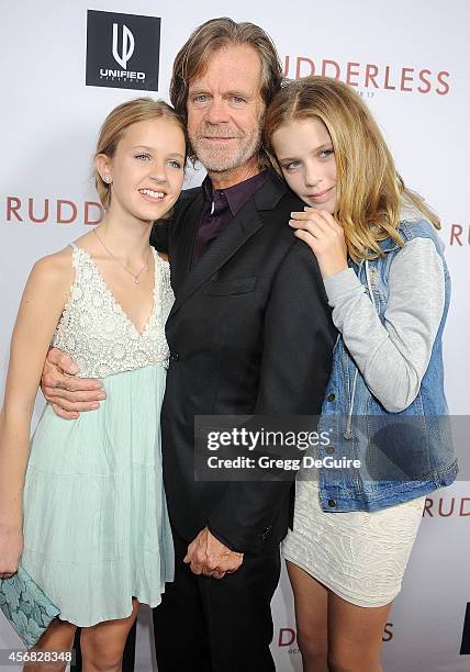 Actor William H. Macy and daughter's Georgia Grace Macy and Sophia Grace Macy arrive at the Los Angeles VIP Screening of "Rudderless" at the Vista...