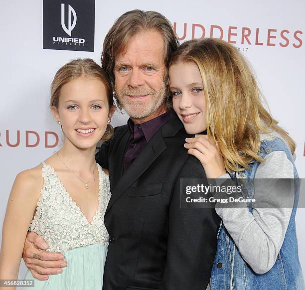 Actor William H. Macy and daughter's Georgia Grace Macy and Sophia Grace Macy arrive at the Los Angeles VIP Screening of "Rudderless" at the Vista...