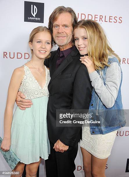 Actor William H. Macy and daughter's Georgia Grace Macy and Sophia Grace Macy arrive at the Los Angeles VIP Screening of "Rudderless" at the Vista...