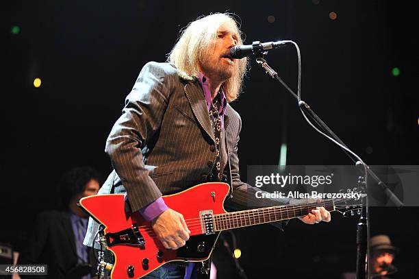 Recording artist Tom Petty of Tom Petty and The Heartbreakers performs at Honda Center on October 7, 2014 in Anaheim, California.