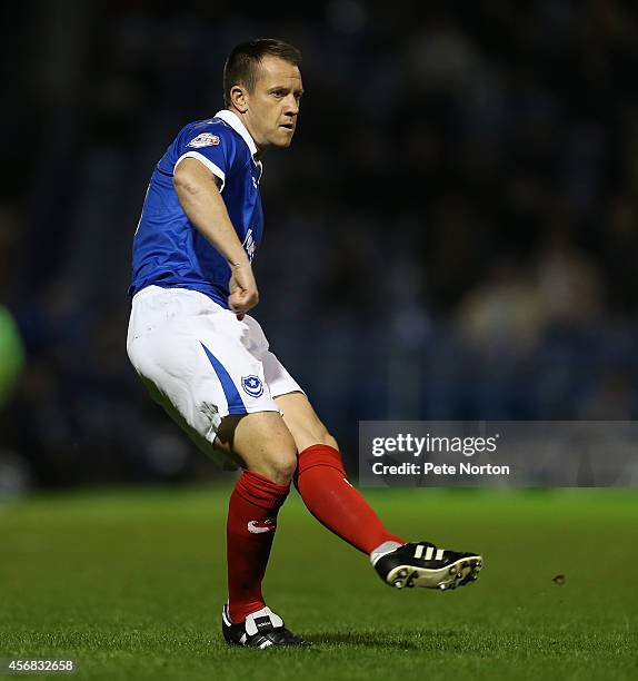 Nicky Shorey of Portsmouth in action during the Johnstone's Paint Trophy Southern Section Second Round match between Portsmouth and Northampton Town...