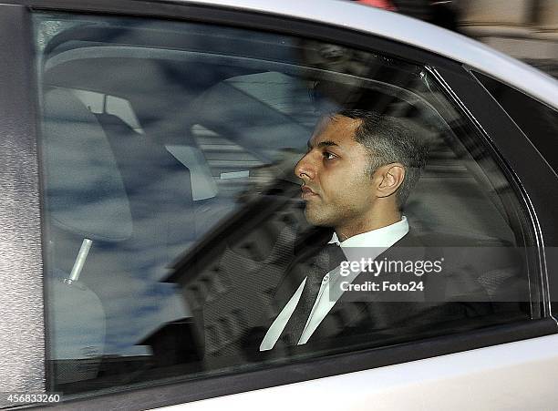 Shrien Dewani arrives at the Western Cape High Court on October 8, 2014 in Cape Town, South Africa. Dewani is accused of organising his wife's murder...