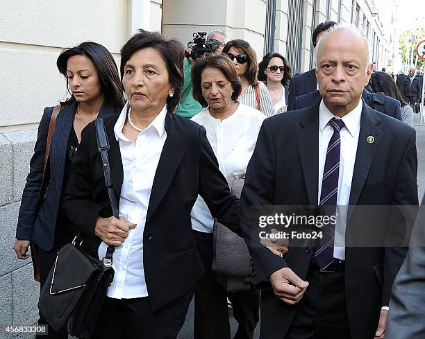 Shrien Dewani's parents, Shila and Prakash arrive at the Western Cape High Court on October 8, 2014 in Cape Town, South Africa. Dewani is accused of...