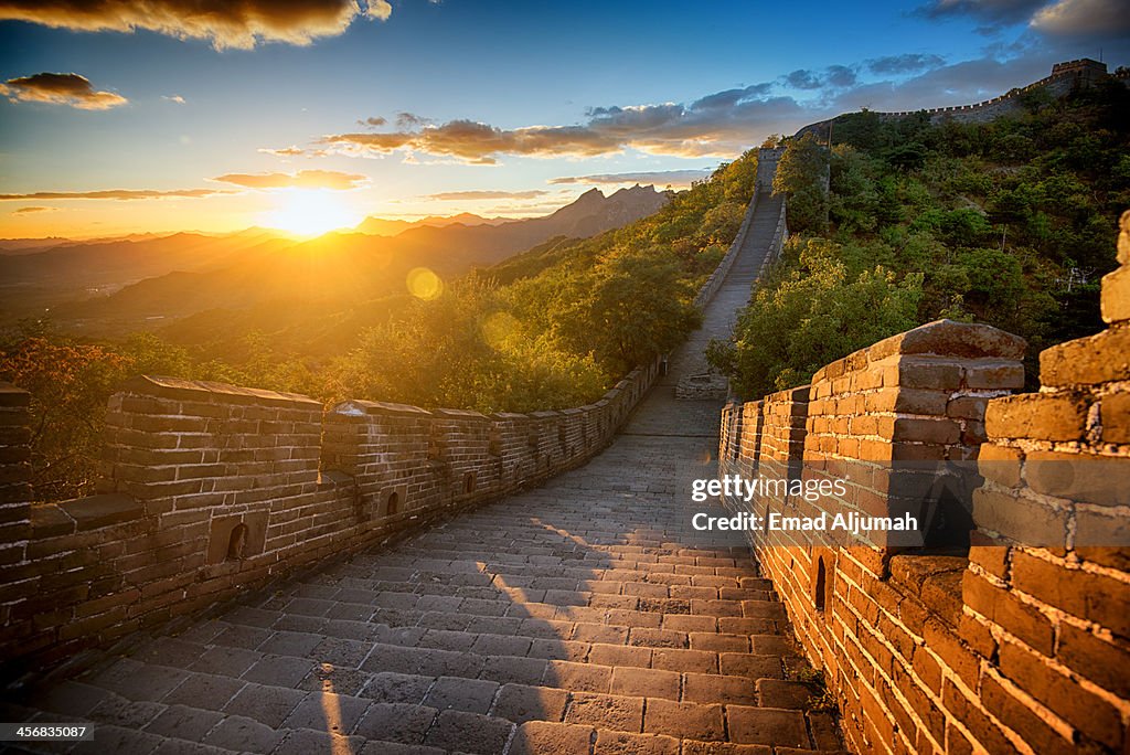 Sunset over the Great Wall of China