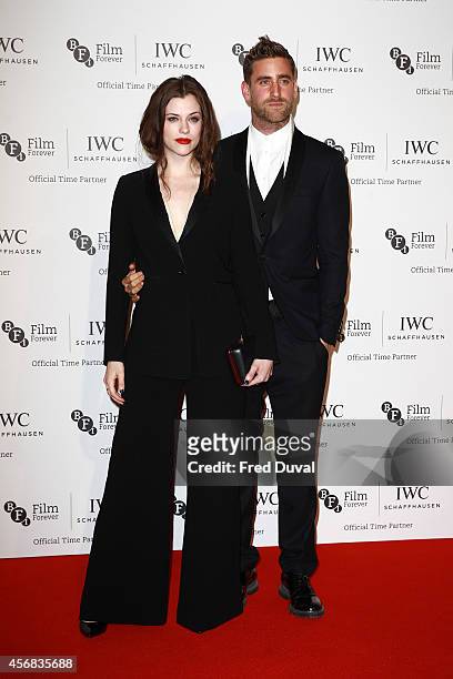 Jessica de Gouw and Oliver Jackson Cohen attends the IWC gala dinner in honour of the BFI during the BFI London Film Festival at Battersea Evolution...