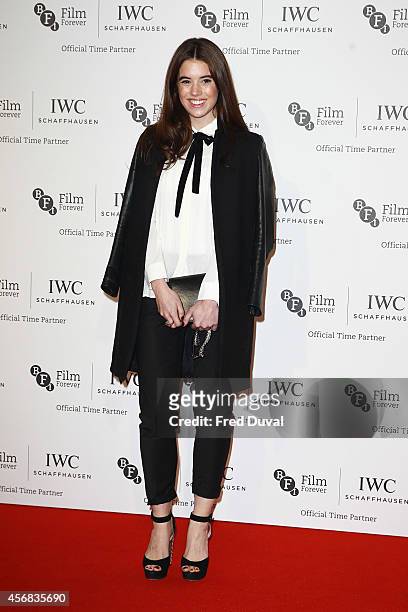Gala Gordon attends the IWC gala dinner in honour of the BFI during the BFI London Film Festival at Battersea Evolution on October 7, 2014 in London,...