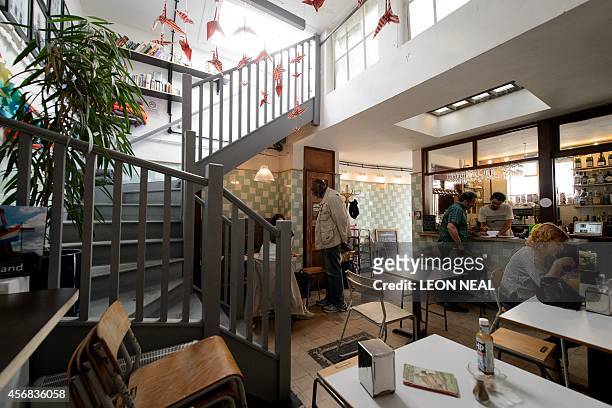 Picture shows the interior of the "The Convenience", a former public toilet that has been converted into a coffee shop and restaurant in Hackney,...