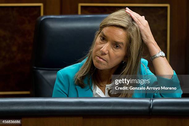 Spanish Health Minister Ana Mato attends the Spanish Parliament during a plenary session on October 8, 2014 in Madrid, Spain. Spanish Health Minister...