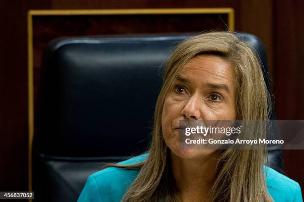 Spanish Health Minister Ana Mato during a plenary session at the Spanish Parliament on October 8, 2014 in Madrid, Spain. Spanish Health Minister Ana...