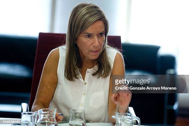 Spanish Health Minister Ana Mato speaks during a meeting of the Ebola Coordination Comission at the Health Ministry headquarters on October 8, 2014...
