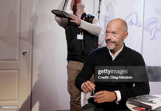 Director Fedor Bondarchuk poses for a portrait during the Saint Petersburg International Media Forum at the Old Stock Exhange on October 8, 2014 in...