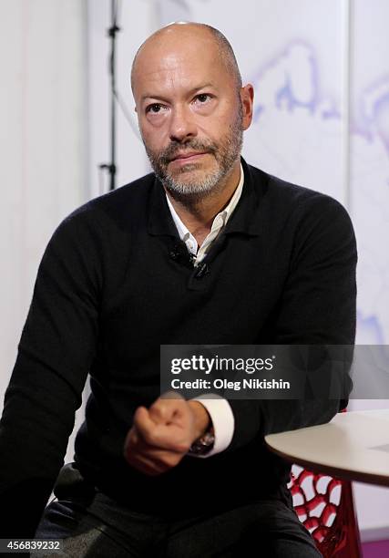 Director Fedor Bondarchuk poses for a portrait during the Saint Petersburg International Media Forum at the Old Stock Exhange on October 8, 2014 in...