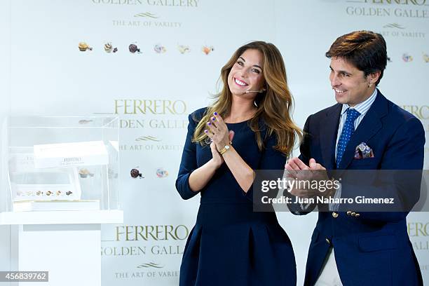 Lourdes Montes and Fran Rivera attend 'Ferrero Golden Gallery' presentation at Museo Thyssen-Bornemisza on October 8, 2014 in Madrid, Spain.