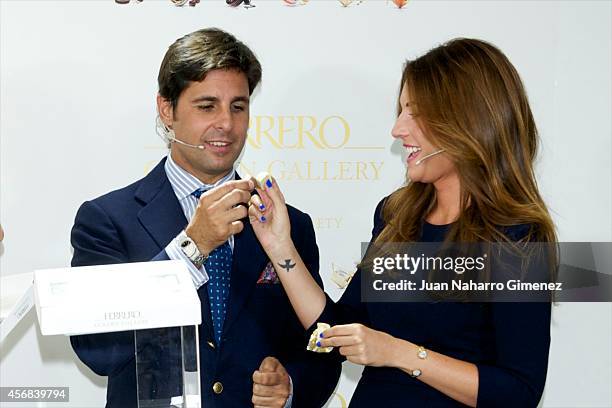 Lourdes Montes and Fran Rivera attend 'Ferrero Golden Gallery' presentation at Museo Thyssen-Bornemisza on October 8, 2014 in Madrid, Spain.