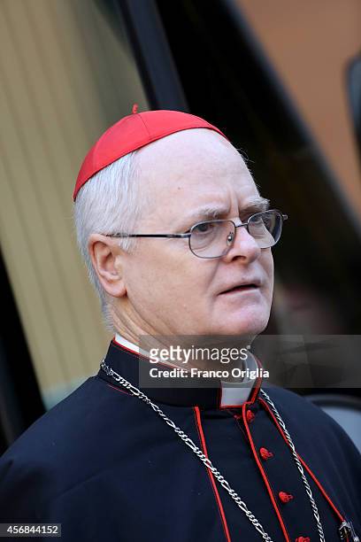 Brasilian Cardinal Odilo Pedro Scherer arrives at the Synod Hall for the third day Synod on the themes of family on October 8, 2014 in Vatican City,...