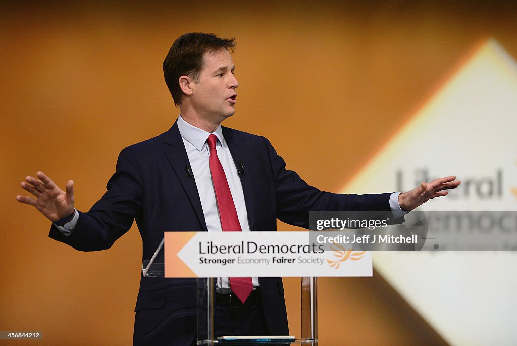 Deputy Prime Minister Nick Clegg Delivers His Keynote Speech At The Liberal Democrat Party Conference