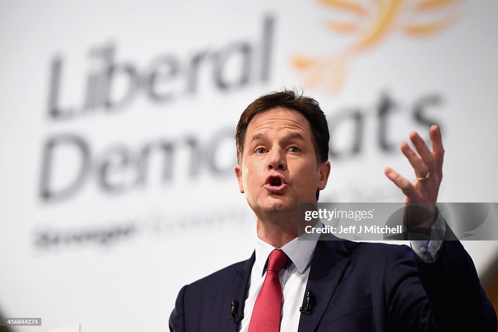 Deputy Prime Minister Nick Clegg Delivers His Keynote Speech At The Liberal Democrat Party Conference