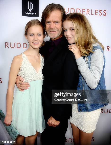 Actor William H. Macy and daughter's Georgia Grace Macy and Sophia Grace Macy arrive at the Los Angeles VIP Screening of "Rudderless" at the Vista...